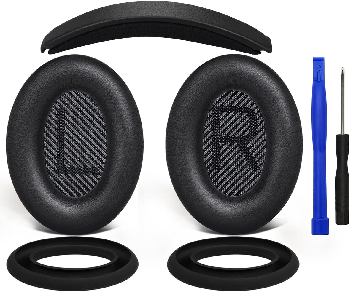 SOULWIT Ear Pads Cushions + Headband + Silicone Earpads Cover Protector, Replacement Kit for Bose QuietComfort 35 QC35, QC35 ii Over-Ear Headphones -