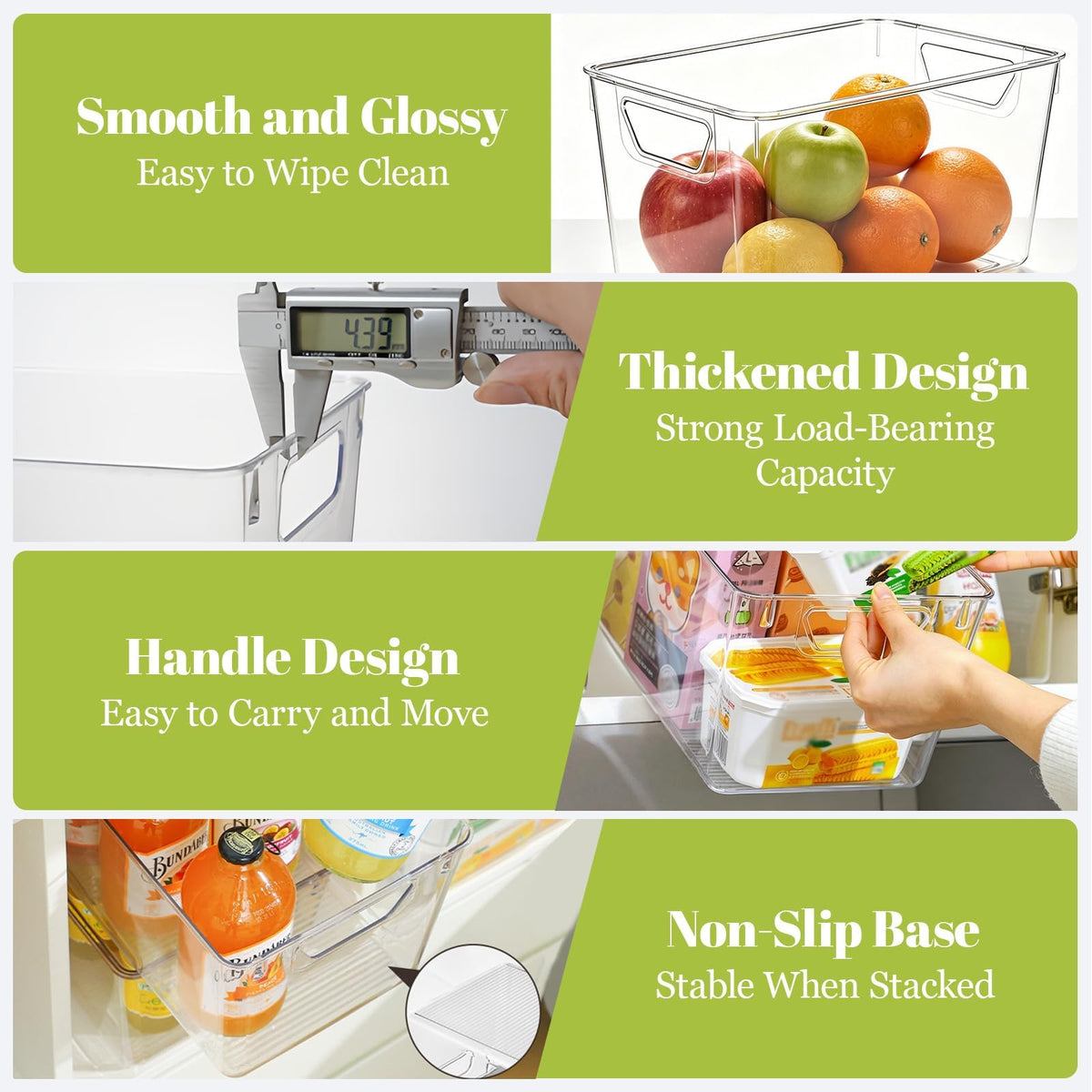 zxevg Clear Acrylic Storage Boxes 6-Pack with Handle