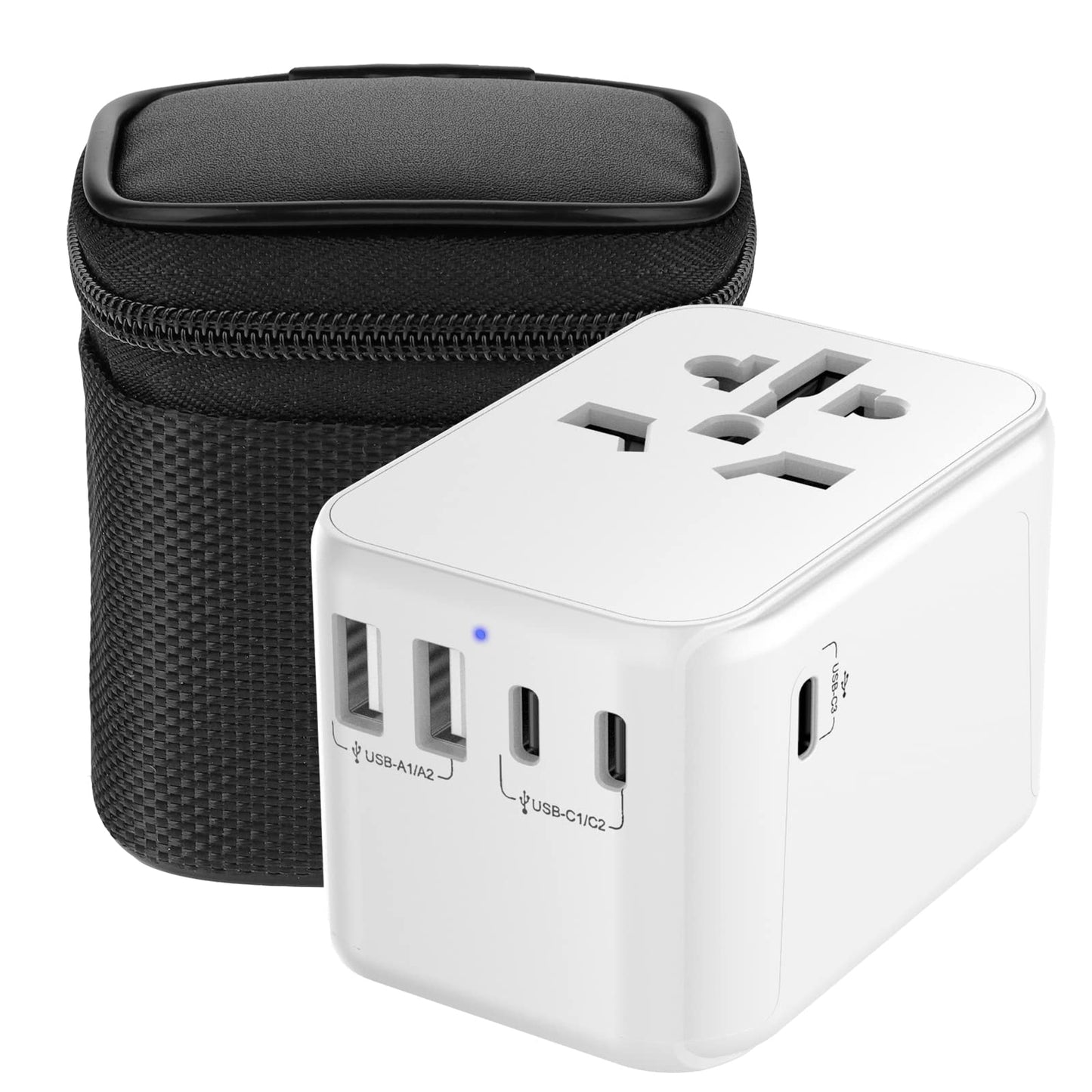 Diswoe Universal Travel Adapter, Worldwide Travel Adapter with 2 USB A and 3 USB C Ports International Plug Adapter with EU UK USA AU Plugs Power