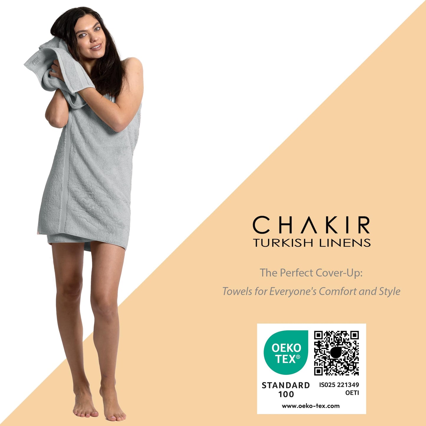 Chakir Turkish Linens |Hotel & Spa Quality 100% Cotton Premium Turkish Towels | Soft & Absorbent (Silver Gray, 6-Piece Towel Sets)