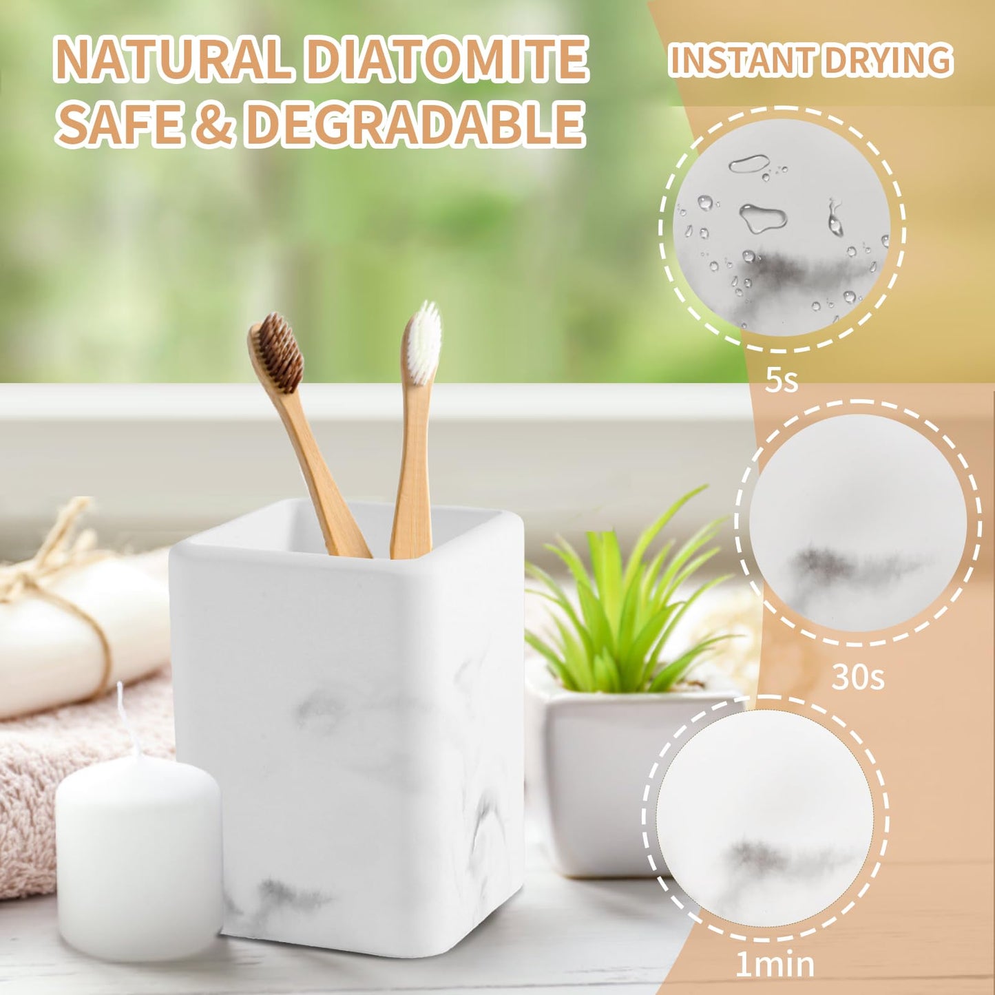 Tahbarshi Electric Toothbrush Holder, Fast Drying Toothbrush Holders for Bathroom, Diatomite Toothbrush Cup for Toothbrush, Cosmetic
