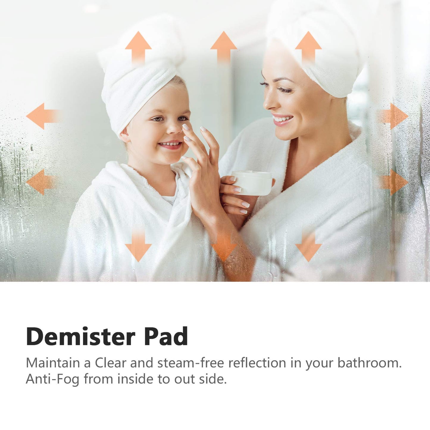 EMKE Bathroom Mirror with LED Lights - 400x600mm Backlit LED Illuminated Bathroom Mirror with Demister Heat Pad, Makeup Vanity Touch Mirror with LED