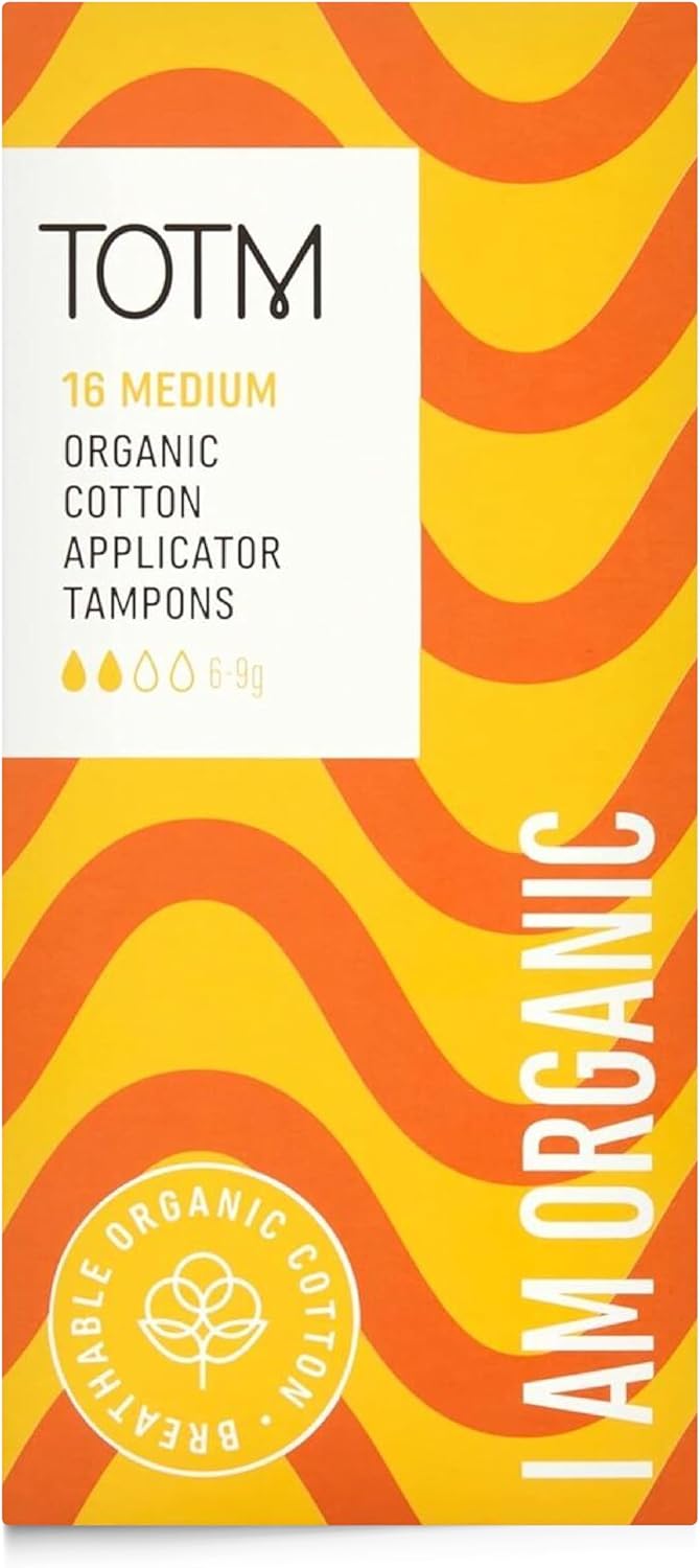 TOTM Organic Tampons with Biodegradable Cardboard Applicator, Regular Pack of 16, New