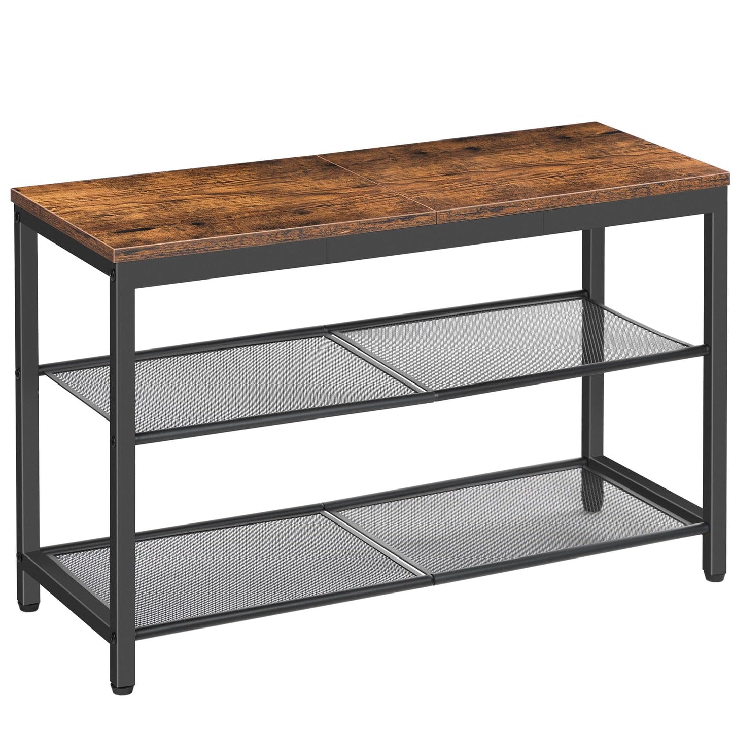 HOOBRO Shoe Rack, 3-Tier Shoe Bench with 2 Mesh Shelves, Shoe Storage Bench with Seat, for Entryway, Hallway, Living Room, Small Space, Easy Assembly