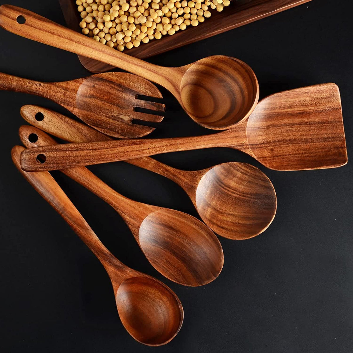 Wooden Spoons for Cooking,12 Pack Wooden Utensils for Cooking Wooden Kitchen Utensils Set Wooden Cooking Utensils Natural Teak Wooden Spatulas for