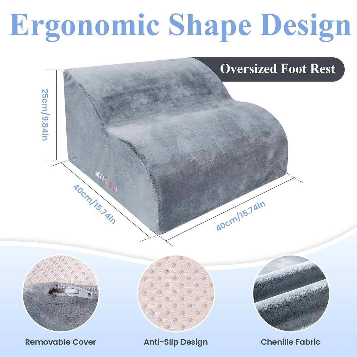 Foot Rest for Under Desk at Work, Multifunctional 3-Tier Foot Stool with Washable Cover, Ergonomic Foot Rest for Office Chair, Gaming Chair & Sofa