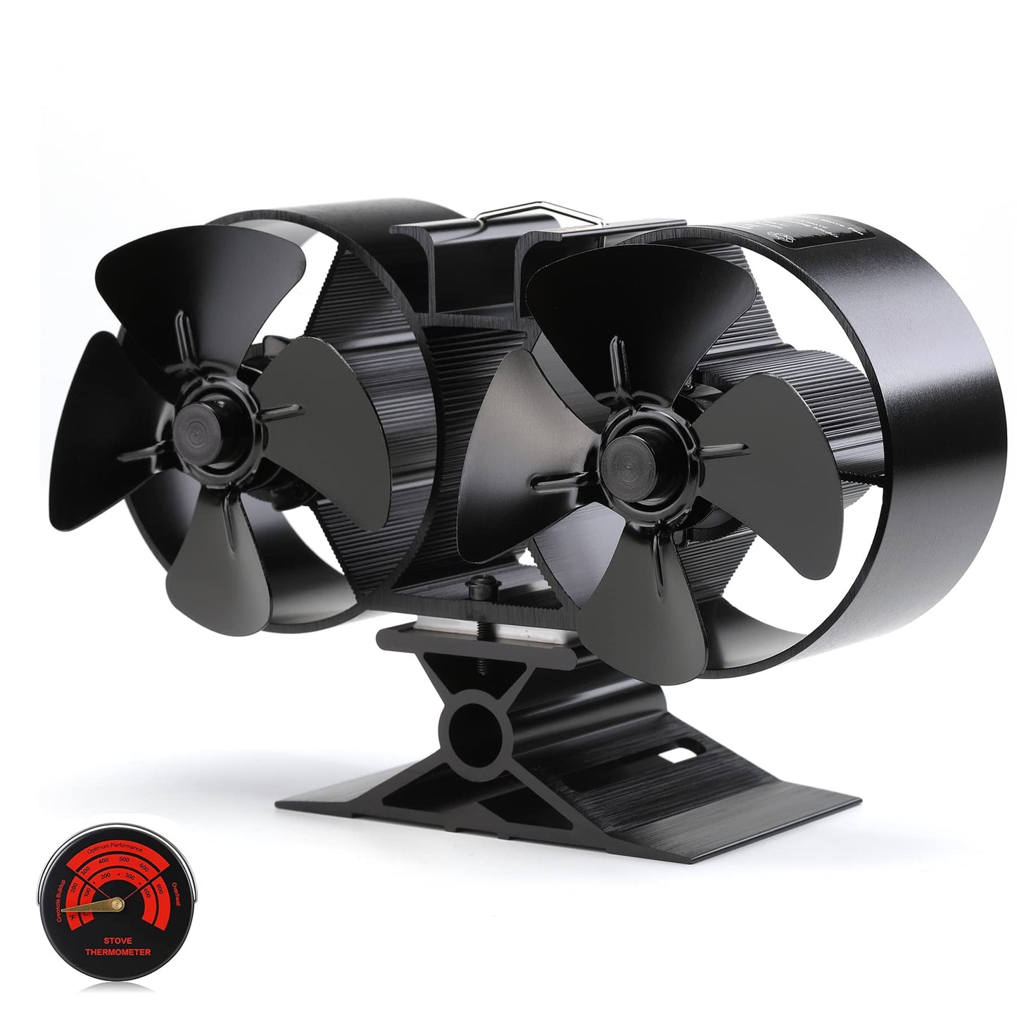 CRSURE Log Burner Fan 8 Blades Silent Operation Double Motors Stove Fans Heat Powered Wood Burner Fan for Wood Burning Stove Fireplace Accessories