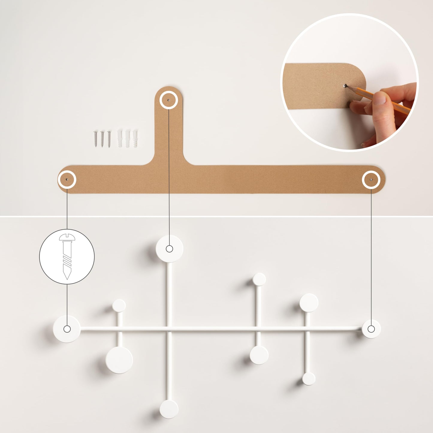 Kazai. 'Sval' Wall Wardrobe | Minimalist Coat Hook Design from Berlin | Modern Metal Wall-Mounted Coat Rack/Hooks | White