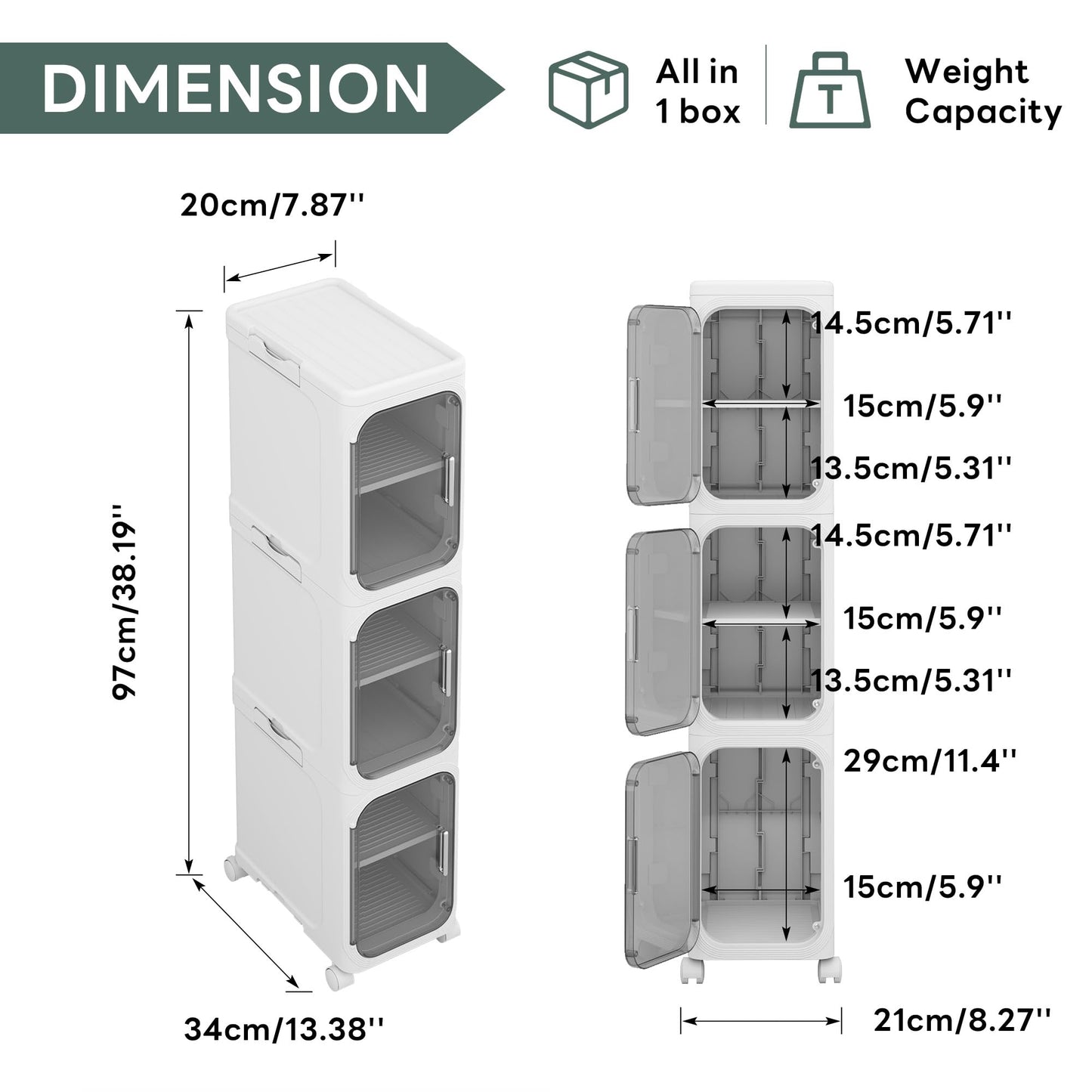 YVVVVY 20cm Bathroom Storage Cabinet, Waterproof Small Tolilet Unit