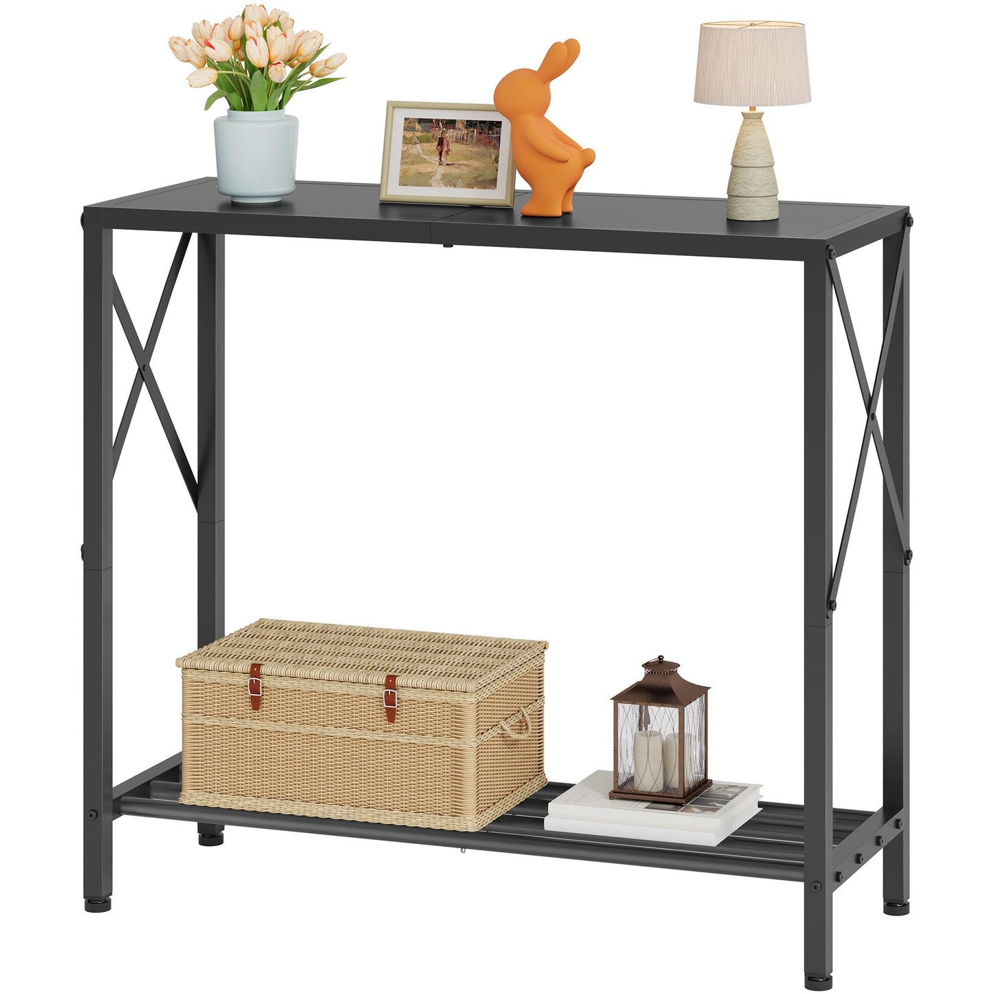 Tajsoon Small Entryway Table, 2-Tier Narrow Consle Table for Entryway, Small Hallway Table with Storage Shelves, Thin Sofa Table for Hallway