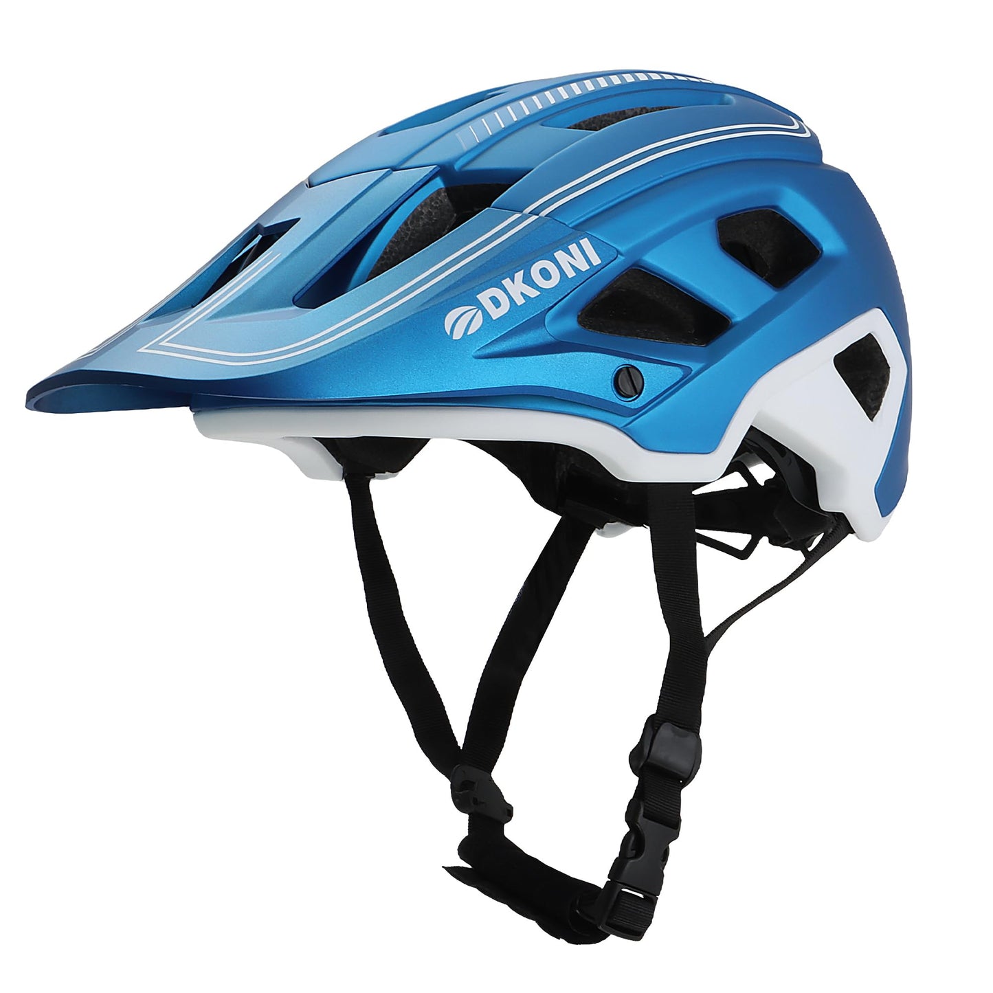 DKONI MTB Mountain Bike Helmet for Youth and Adults, Unisex, Lightweight, Adjustable Fit 54-61cm, Removable Visor and Liners, 17 Large Air Vents (Blue