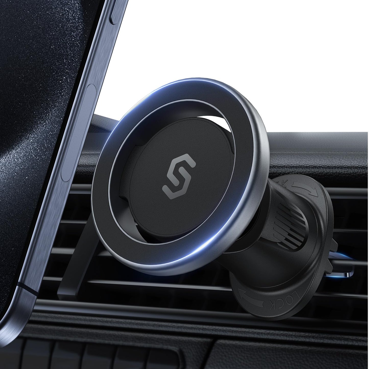 SYNCWIRE MagSafe Car Mount, Flexible Rotation Magnetic Phone Holder for Vent, Hands Free Universal Compatible with iPhone 15 Pro Max Plus 14 13 12