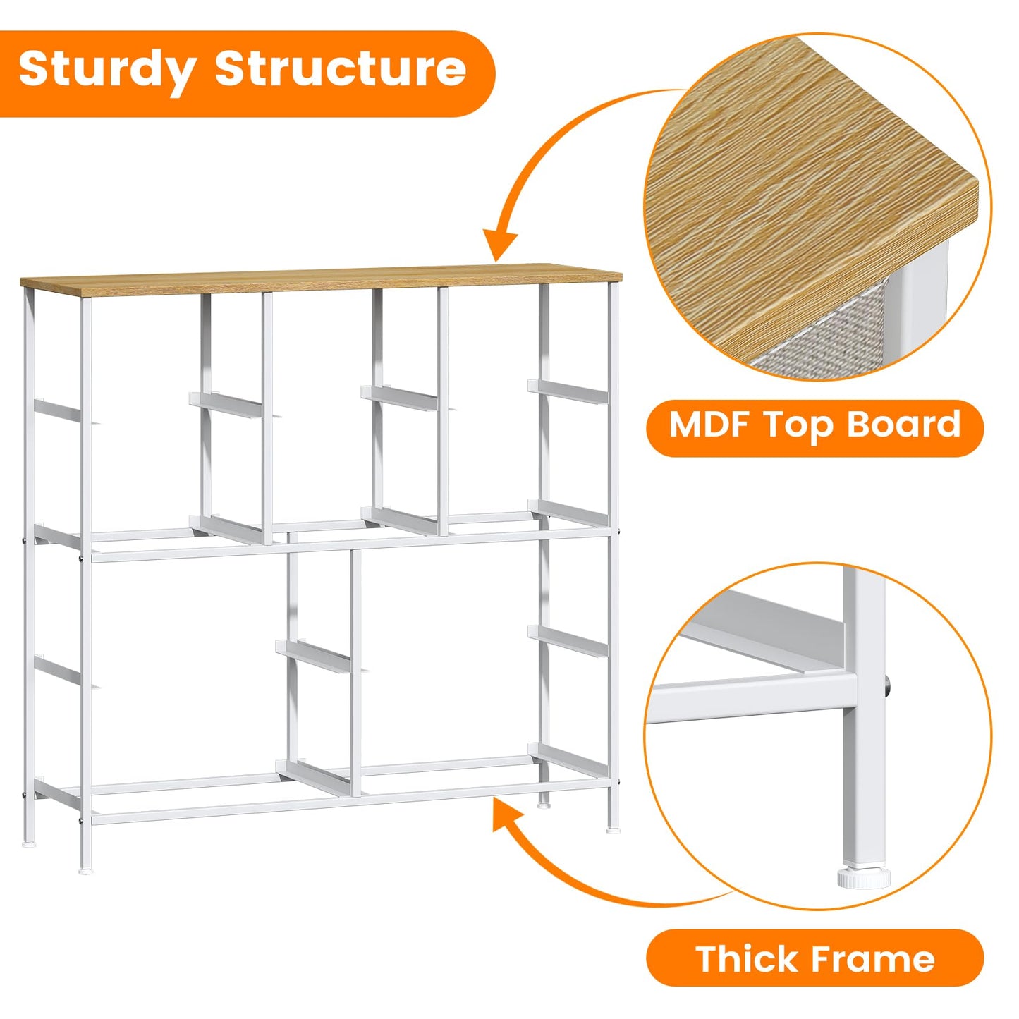 GoaHi Chest of Drawers, Large Dressers with Metal Frame and MDF Wooden Top Board, Adjustable Feet, Anti-Tip Safety