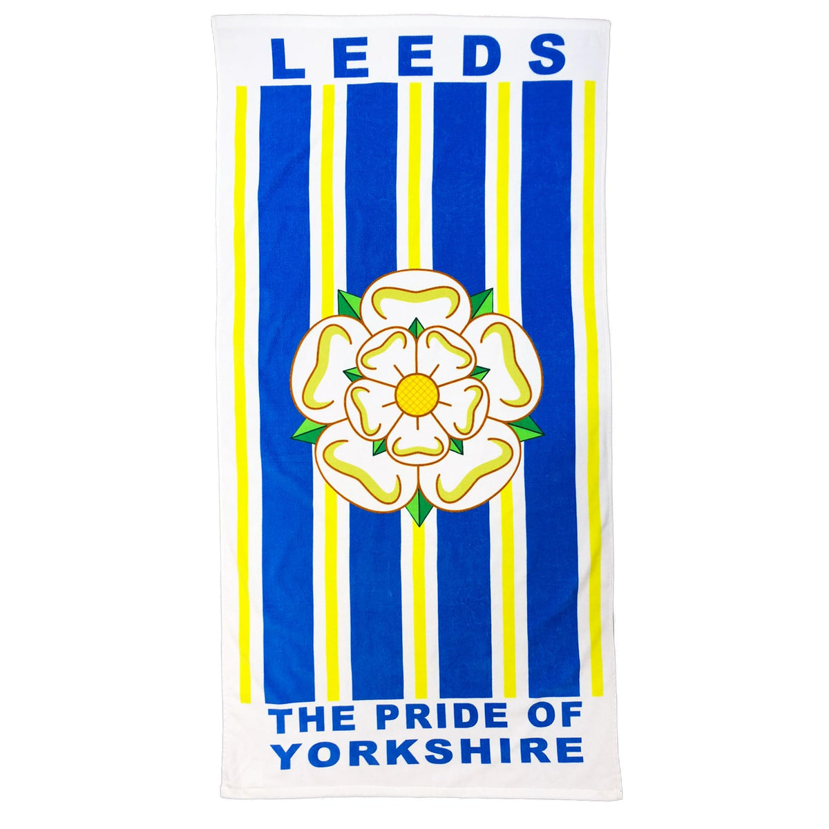 Beyond Happy Leeds Giant Yorkshire Rose Beach & Bath Towel, 100% Cotton & 150cm X 75cm, Leeds Football Fans Holiday Beach Towel, Big Bath Towel for