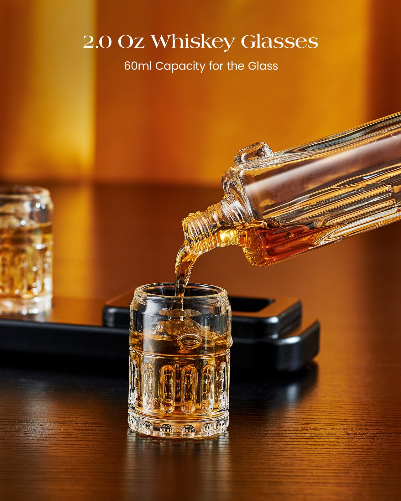 Kollea 15 Oz Gun Whiskey Decanter and 2.0 Oz Glasses Set, Whiskey Dispenser for Liquor Scotch Bourbon, Whiskey Glass Gift Sets for Men Dad Him