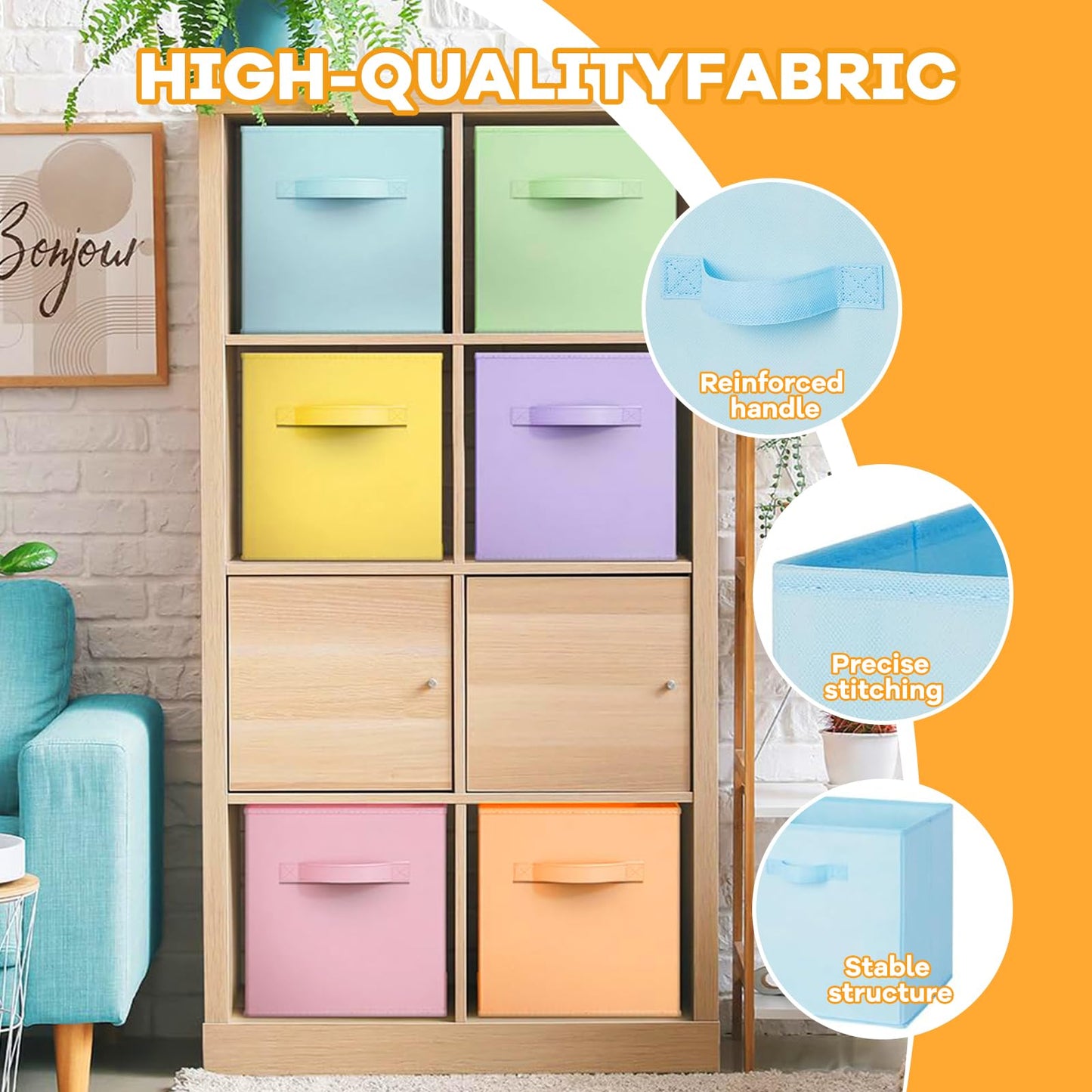 LLHONG 6 Pack Collapsible Cube Storage Boxes, Foldable Storage Cubes