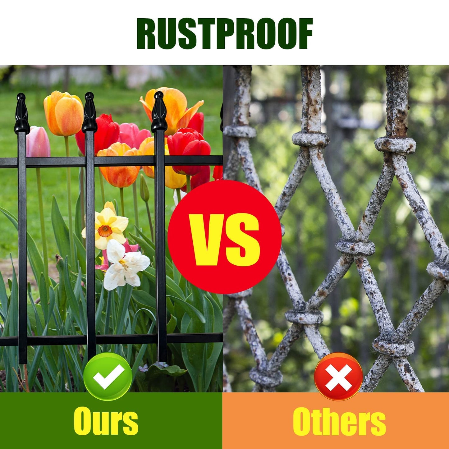 Thealyn Metal Decorative Garden Fence 57cm Wide x 45cm High (5 Panels, Total Length 2.8m), Metal Fence Panels, Landscape Fencing for Flower Bed,