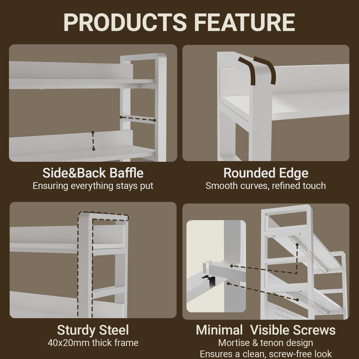 Boltmol 2-Tier Desk Shelf With Concealed Screws Design,Black 110CM, Desktop Organizer With Pegboard, Countertop Storage Bookcase For Home