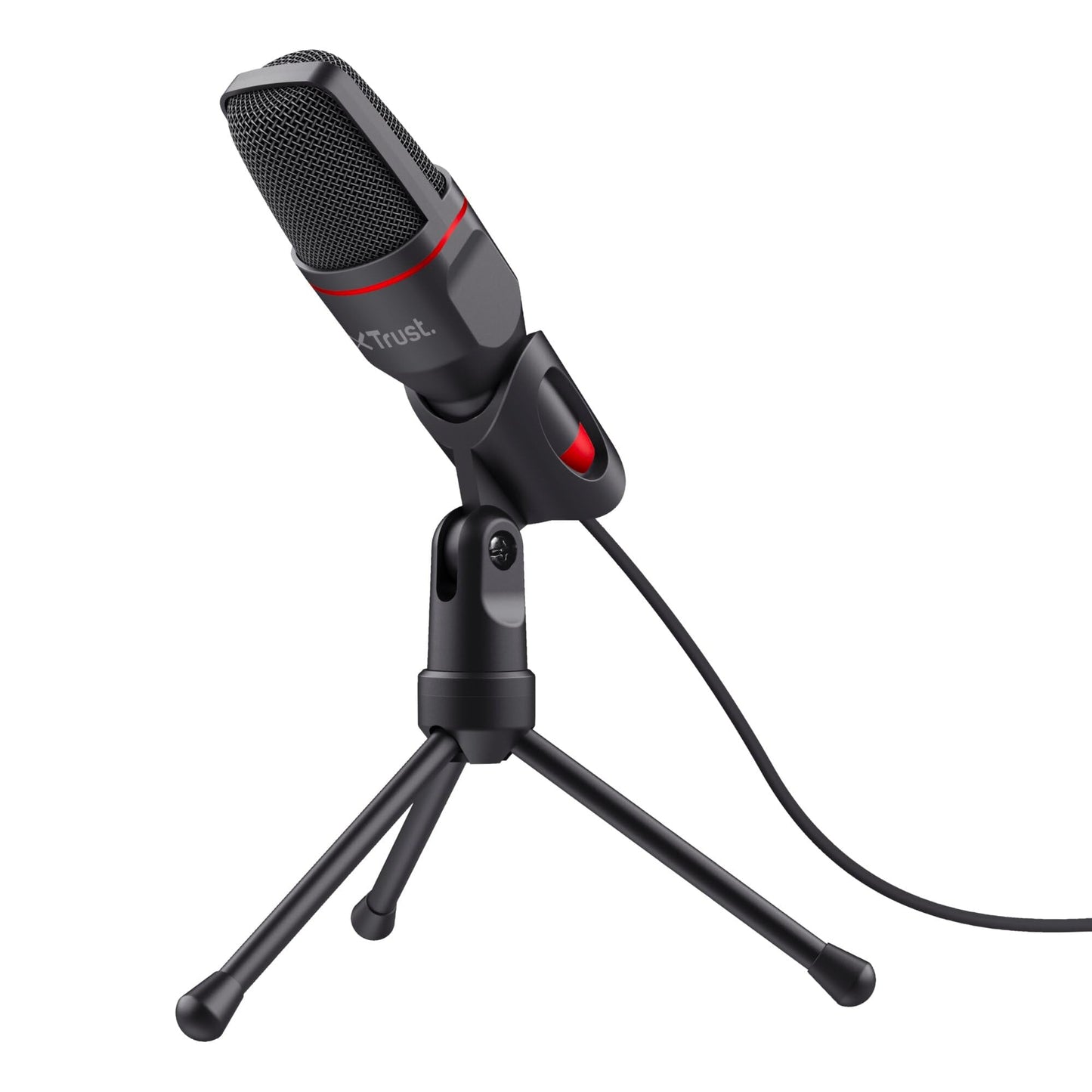 Trust Gaming GXT 212 Mico USB Microphone on Tripod for PC, PS4, PS5 and Laptop, Mic with 3.5 mm and USB Connection, 1.80 m Cable, for Streaming,