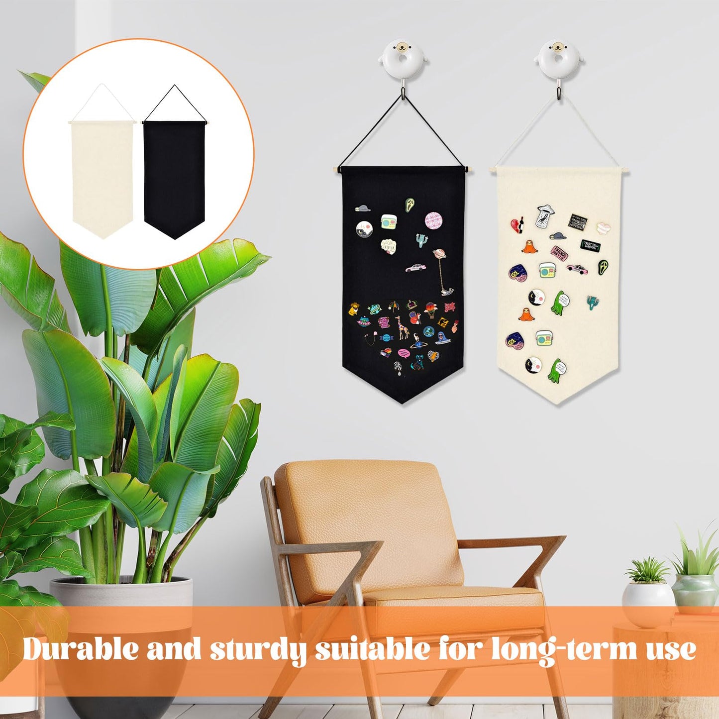 Grosion 2 PCS Wall Hanging Pin Badge Display,Canvas Pin Board Stand,Enamel Pin Badge Display Board for Collecting and Showcasing Pins,Pin Display
