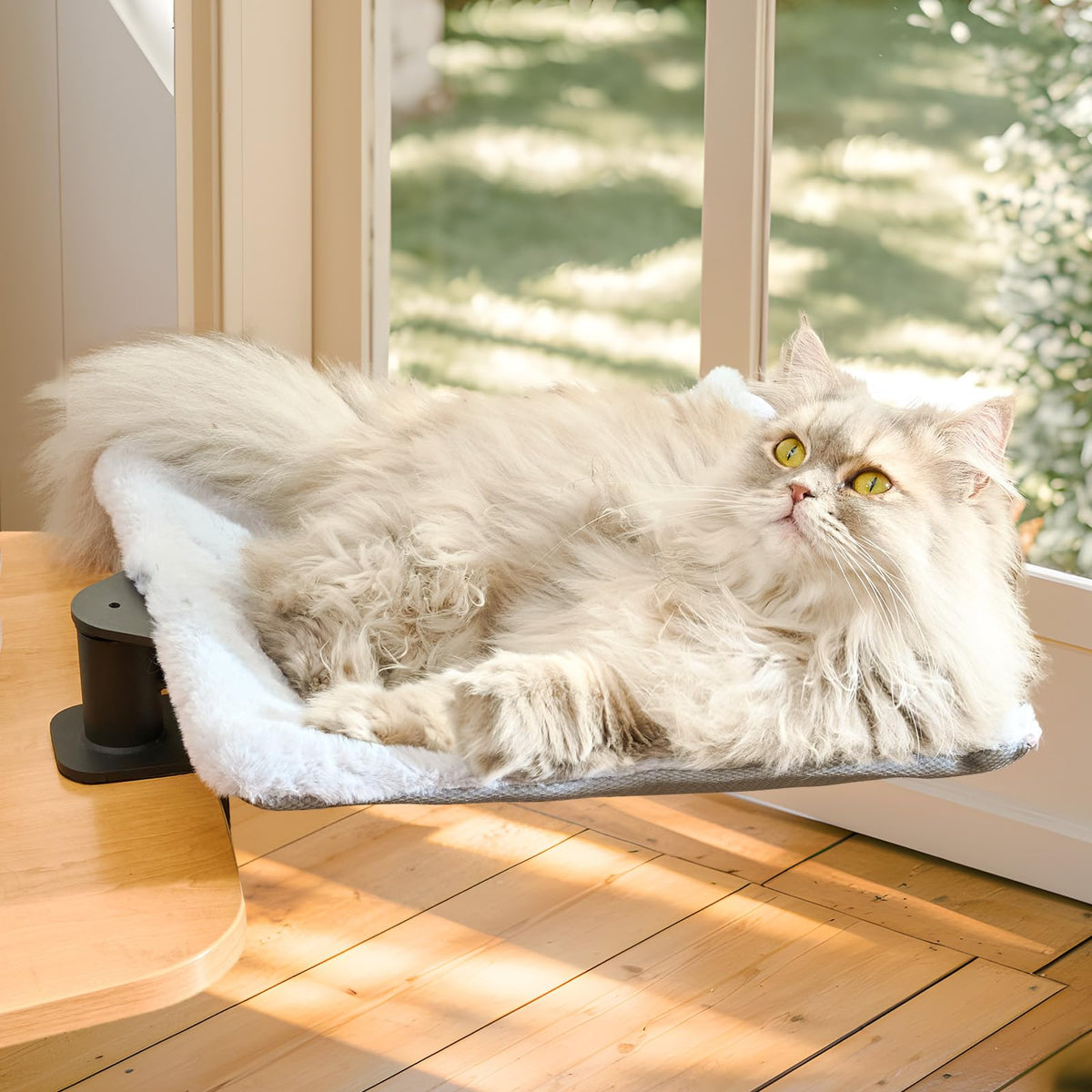 CATISM Cat Desk Bed Soft Square Desktop Bed Desk Clamp Kitty Beds Up To 55 lbs Perfect Office Work Deskcat Beds Cat Hammock Indoor Cats with 2 Pet