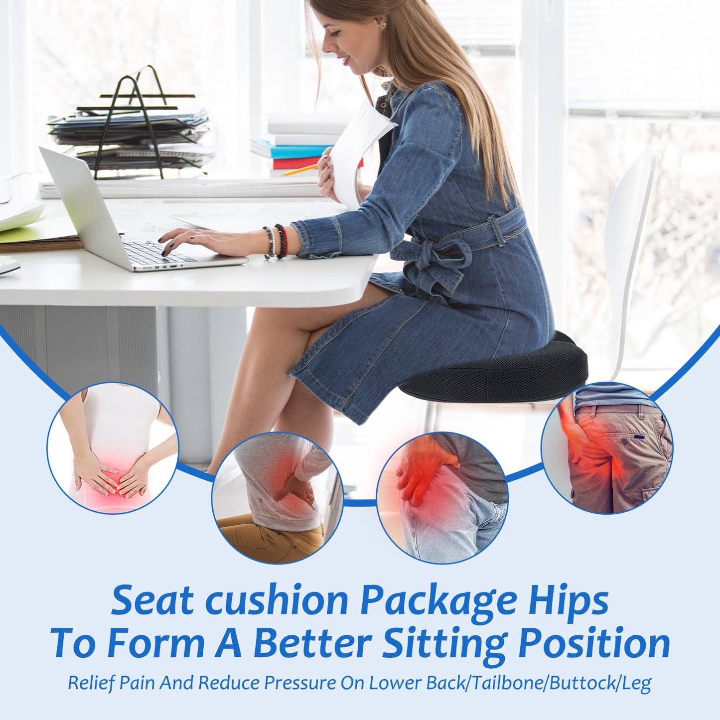 KIKAWORD Donut Cushion, Hemorrhoid Cushion, Ring Cushions for Pressure Relief for Relief of Hemorrhoids Sciatica and Coccyx Pain for Office Car and