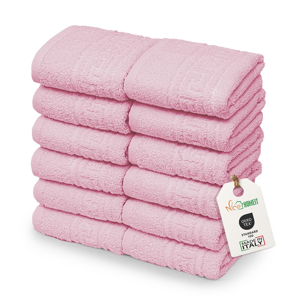 nice homeit Set of 12 Mini Hand Towels 30 x 30 cm - Face and Guest Towels 100% Ring-Spun Cotton - for Hands, Babies, Makeup, Kitchen