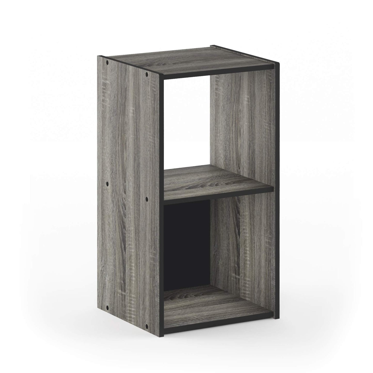 Furinno PELLI Book Shelf, 2x1 Bookshelf, Cube Storage Organizer Cabinet, 12.2 x 11.6 x 24.2, for Living Room, Bedroom, Home Office, French Oak/Black