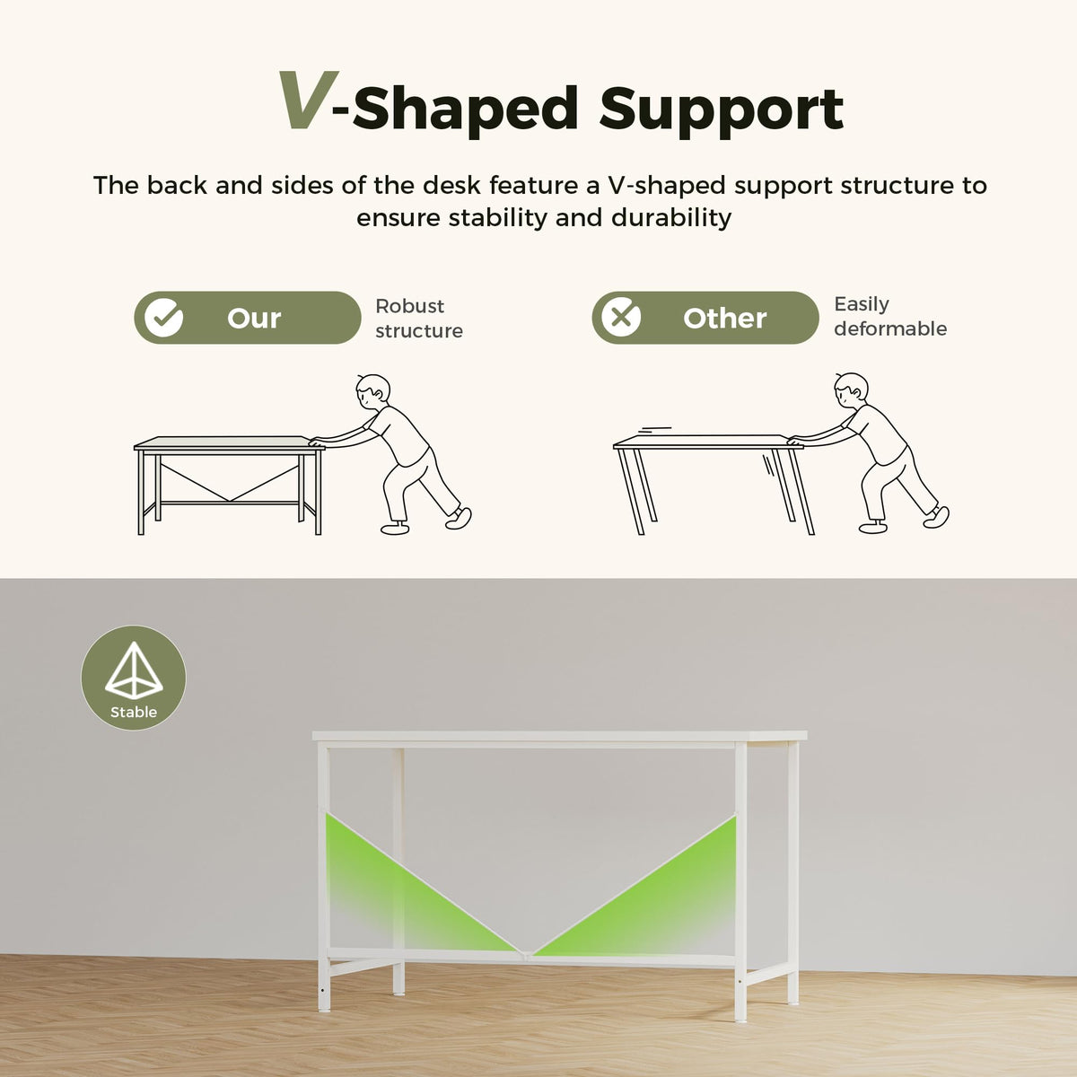 Mericonia Basic Computer Desk, 2 pieces Desktop, 120x50cm, White