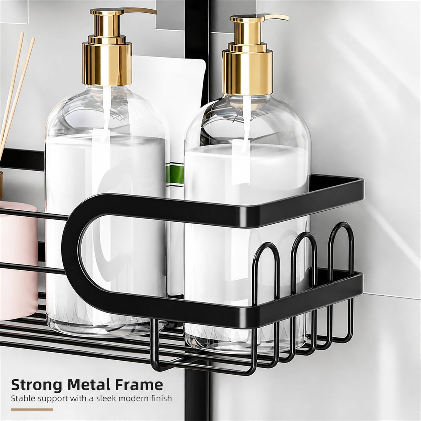 Trlyane Shower Caddy Hanging, Over Shower Head Organiser 3 Tier, Black