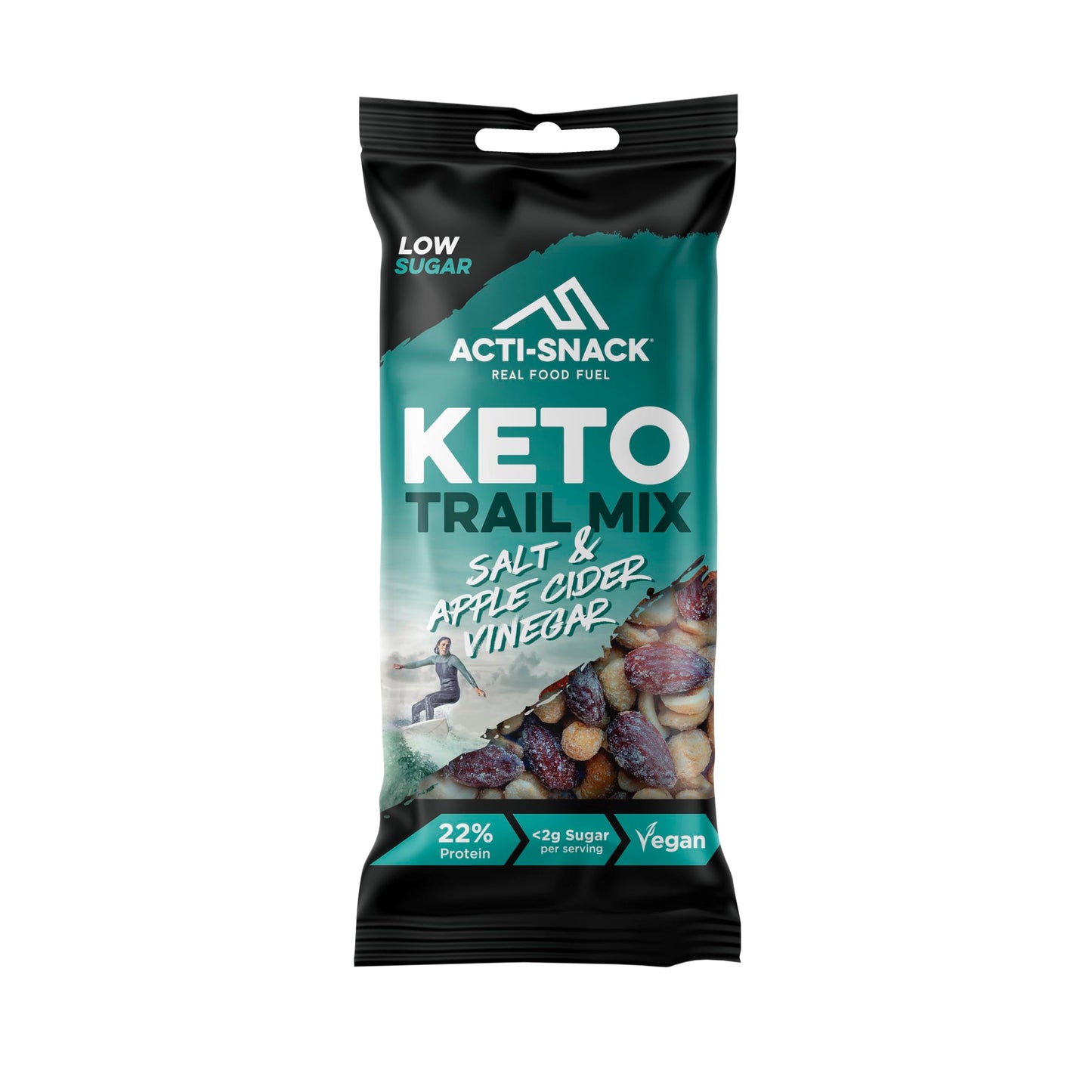 ACTI-SNACK Keto Crunch Salt & Apple Cider Vinegar 12 x 40g | Sports Nutrition Snacks, Protein on the Go - Salt and Vinegar Almonds, Cashews and