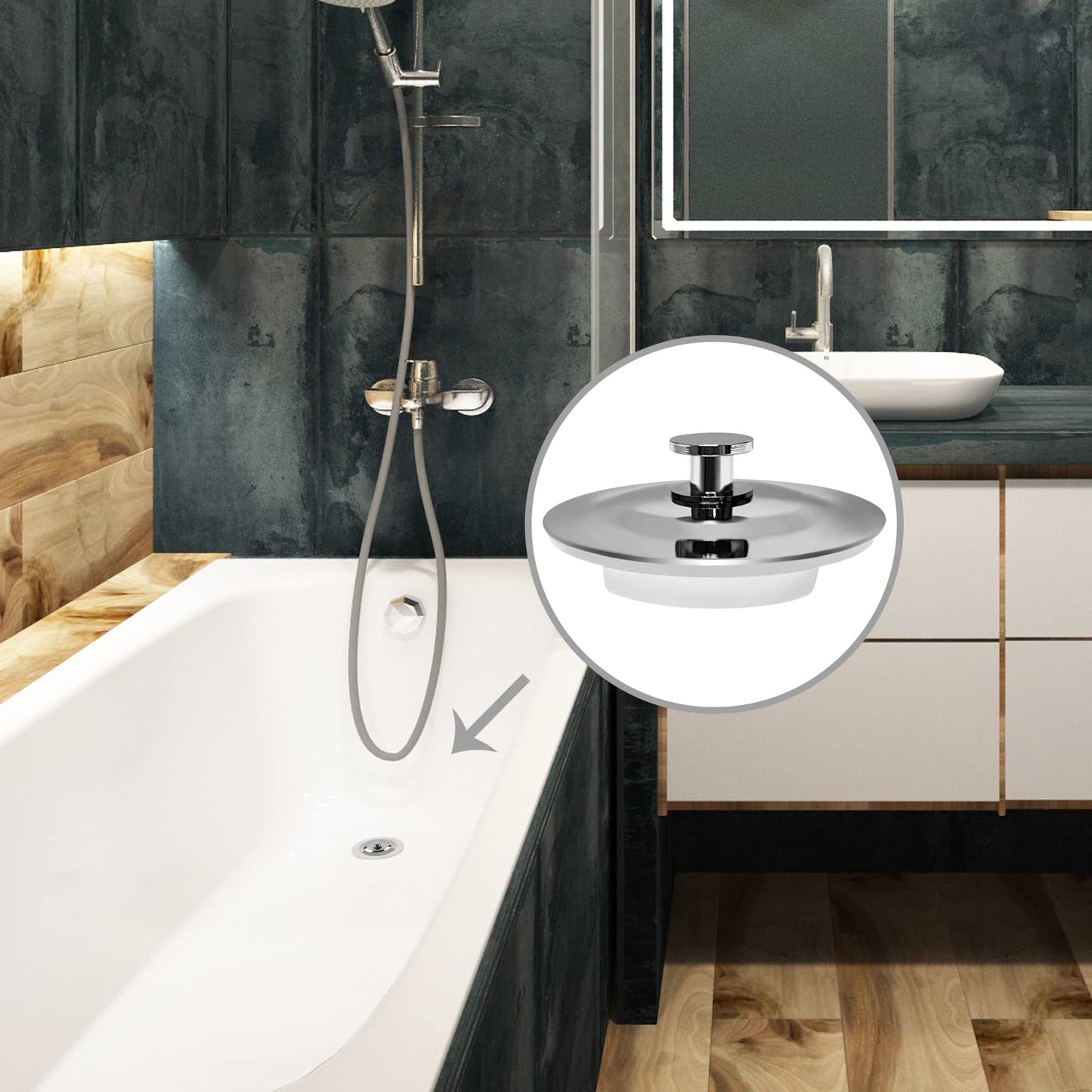 MAIXINNEW Bath Plug Replacement 45mm, Stainless Steel Drain Stopper, Universal Bathroom Plug Easy Grip for Bathtub Washbasin Kitchen Sink