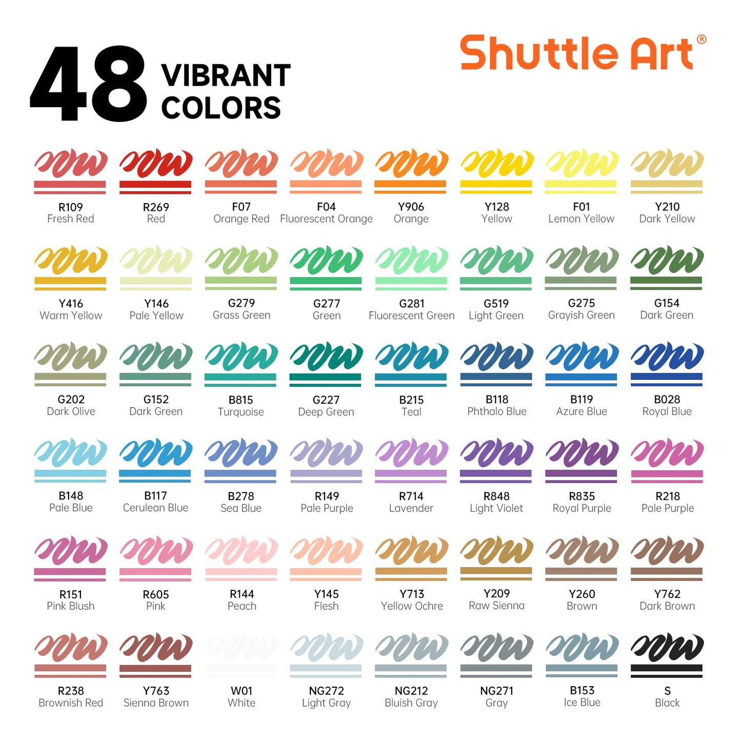 Shuttle Art Automatic Ink Control Acrylic Paint Pens, 48 Colours Brush Tip Paint Marker Pens, Paint Pen for Rock Painting Ceramic, Wood, Fabric,