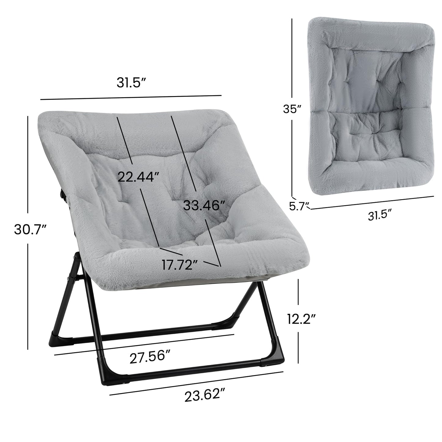 Mordchil EU Comfy Saucer Chair for Adults, Set of 2, Soft Faux Fur Bedroom Chair, Accent Dorm Chairs, Flexible Living Room Reading Chairs