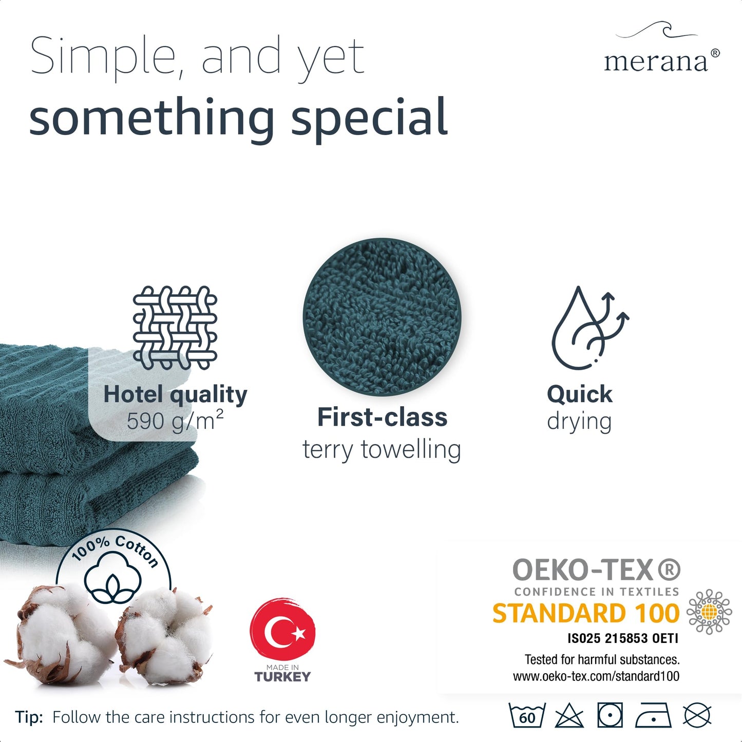 Merana OSLO towel set | quick-drying, soft & lint-free | terry luxury quality | 100% cotton terry | OEKO-TEX | 590 GSM | gift set Petrol Green