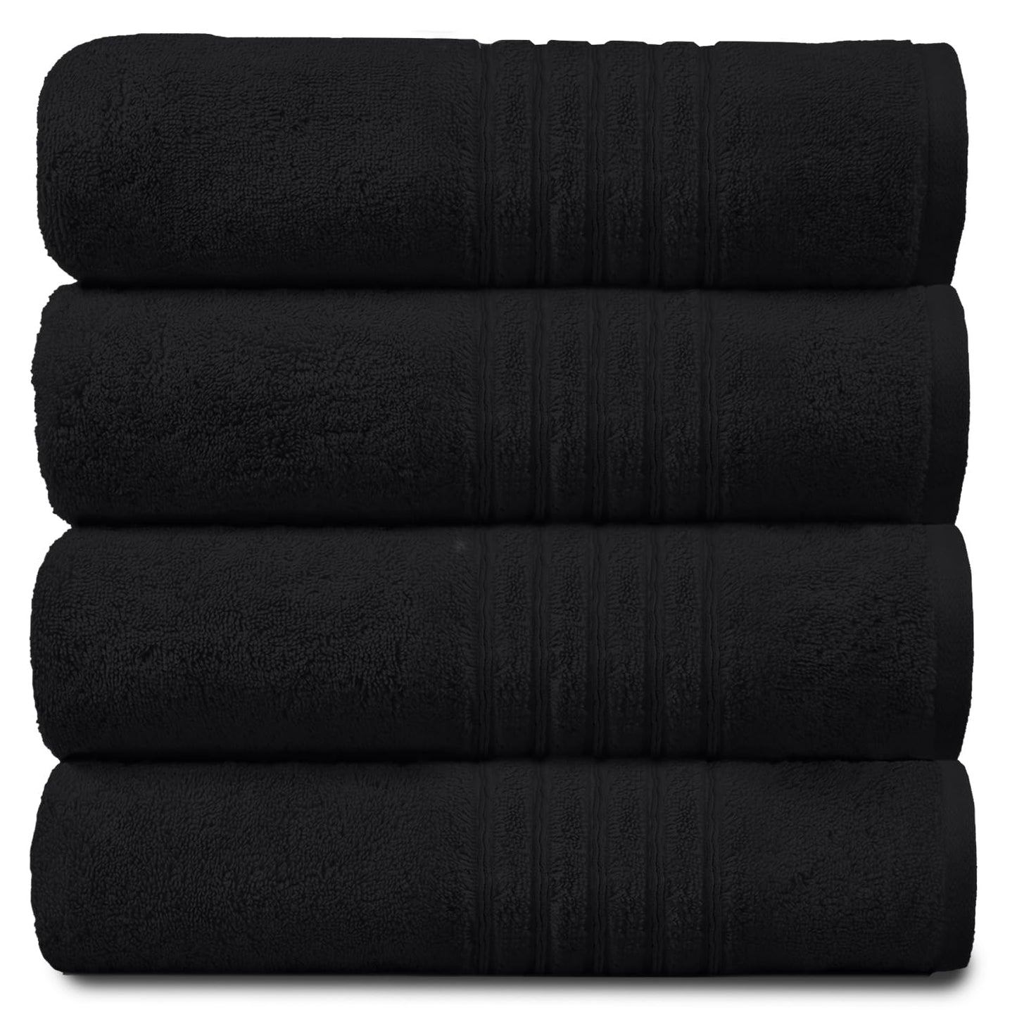 GC GAVENO CAVAILIA Ultra Soft Hand Towels For Bathroom, 4 Pk Egyptian Cotton Towels, Highly Water Absorbent, Black, 50x80 Cm, (555995)