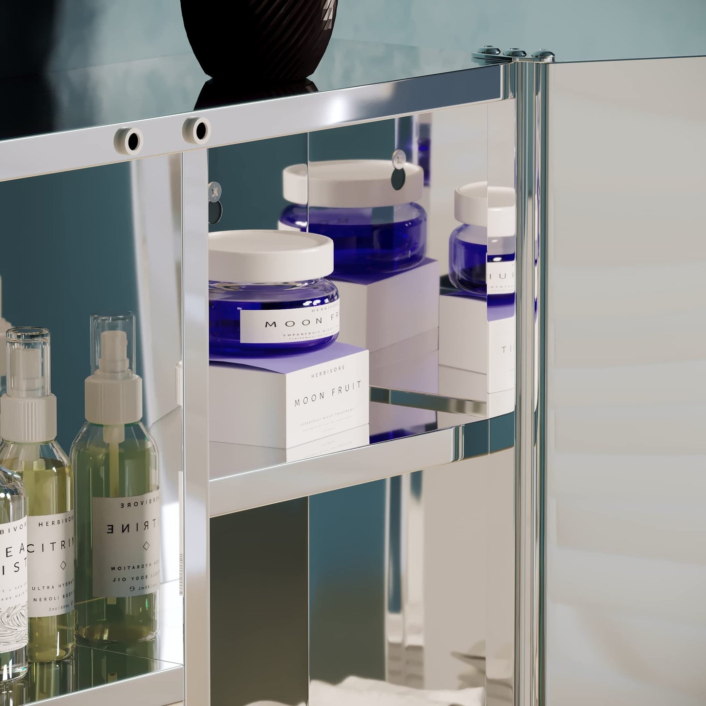 Bath Vida Tiano Bathroom Cabinet Double Mirror Wall Mounted Stainless Steel Modern Storage Cupboard