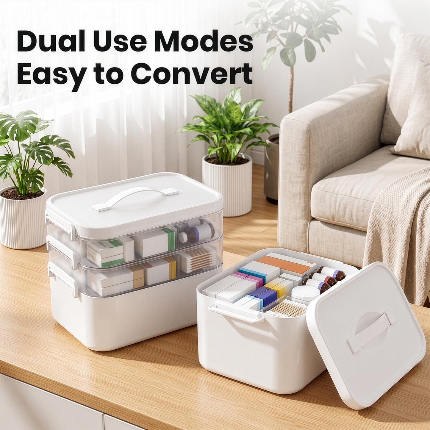 Stidyzo Medicine Storage Box, 3-layer Stackable Storage Box