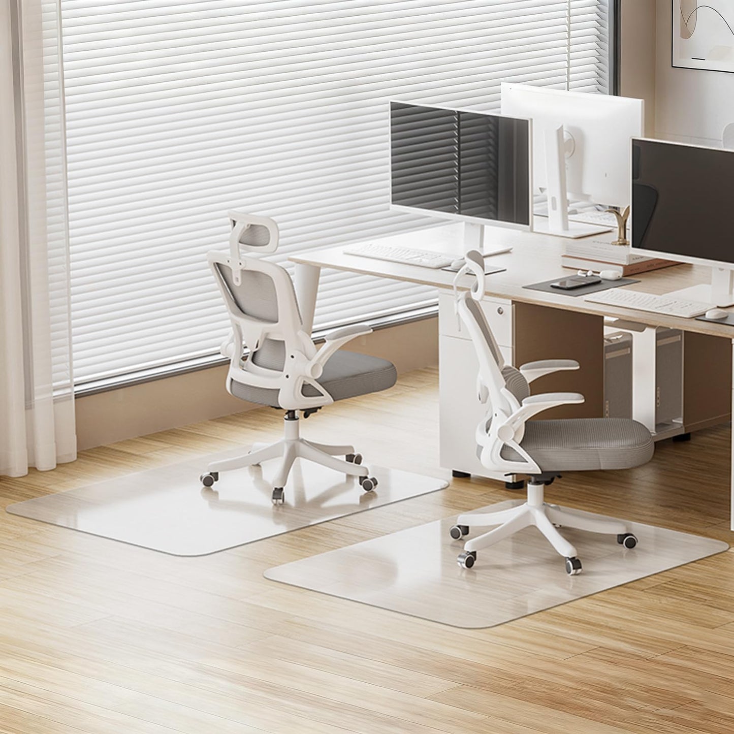 WASJOYE 2PCS Office Chair Mat for Hard Floor 90x120cm