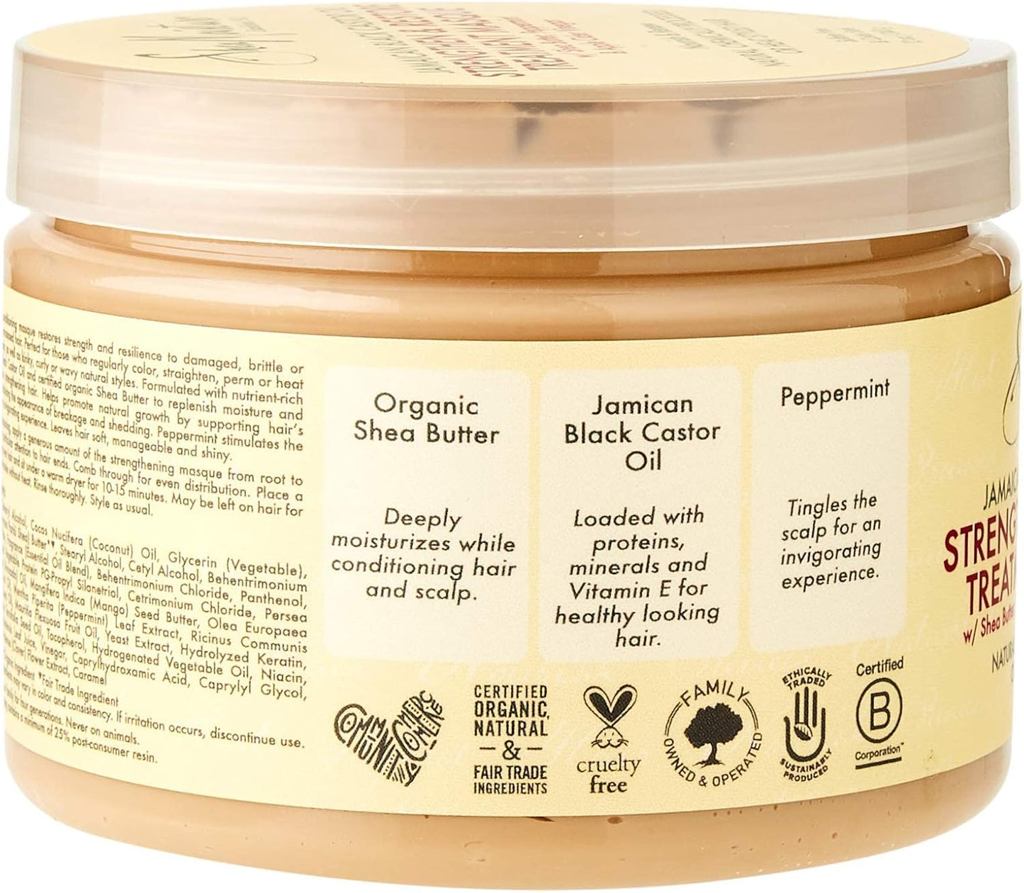 Shea Moisture Jamaican Black Castor Oil Strengthen & Restore Treatment Masque 12 oz / 355 ml - For Damaged, Brittle & Chemically Processed Hair