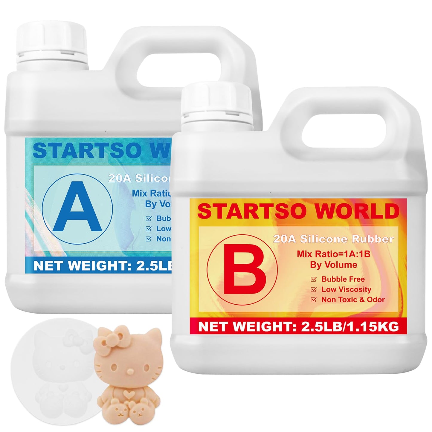 STARTSO WORLD Silicone Mold Making Kit 20A, Platinum Liquid Silicone Rubber for Mold Making, Fast Cure & Food Safe Silicone Mold Maker 80OZ, Ideal for