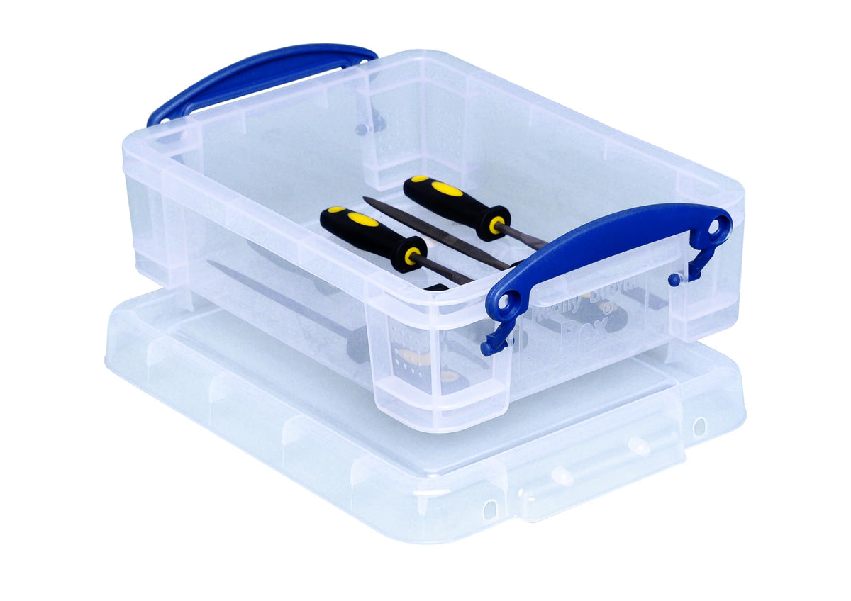 Really Useful Plastic Storage Box 0.75 Litre Clear (Pack of 4)