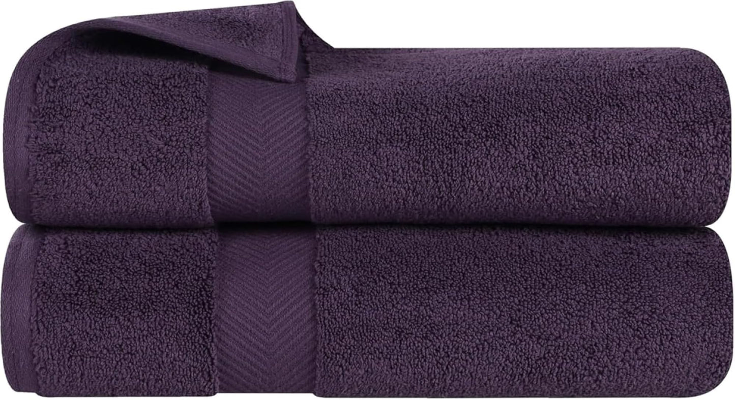 Superior Collection 100% Zero Twist Cotton Super Soft and Absorbent Bath Towel Set, Grape Seed (Set of 2)