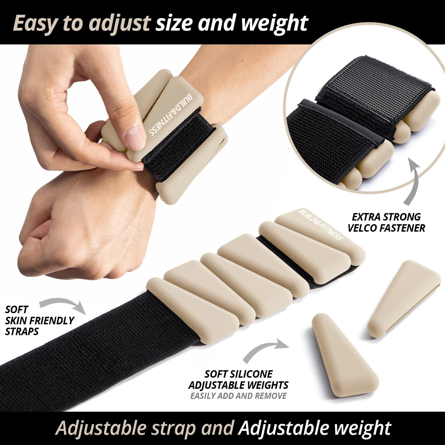 Wrist & Ankle Weights, Adjustable Bands for Women & Men Workouts, Set of 2 (1lb & 2lb each/1kg & 2kg total) Running, Jogging, Yoga, Pilates, Aerobics,
