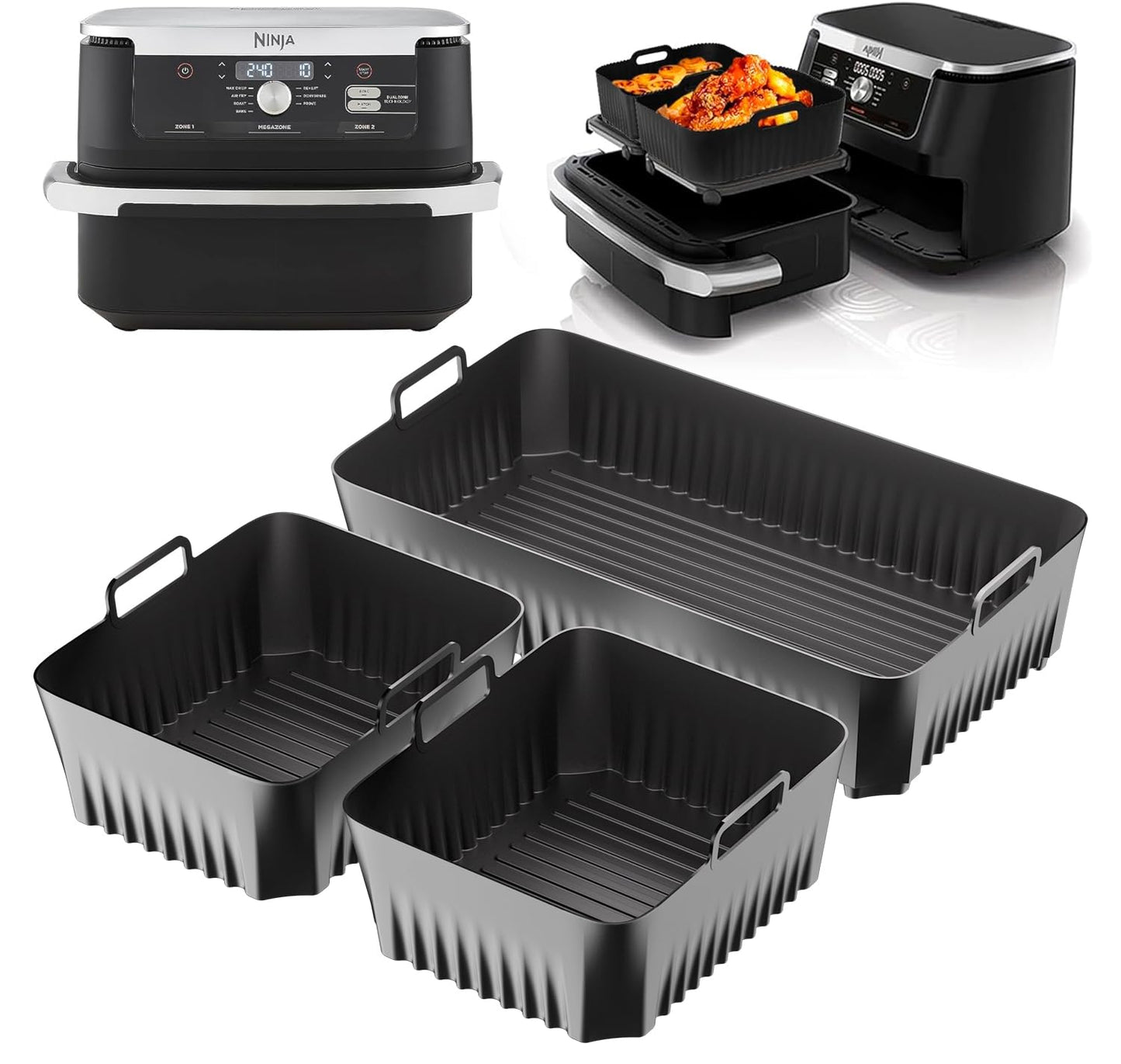 Silicone Liners for Ninja AF500UK, Large Silicone Air Fryer Liners for Ninja Foodi Flex Drawer Air Fryer AF500UK 10.4L, Ninja Af500uk Accessories, Air