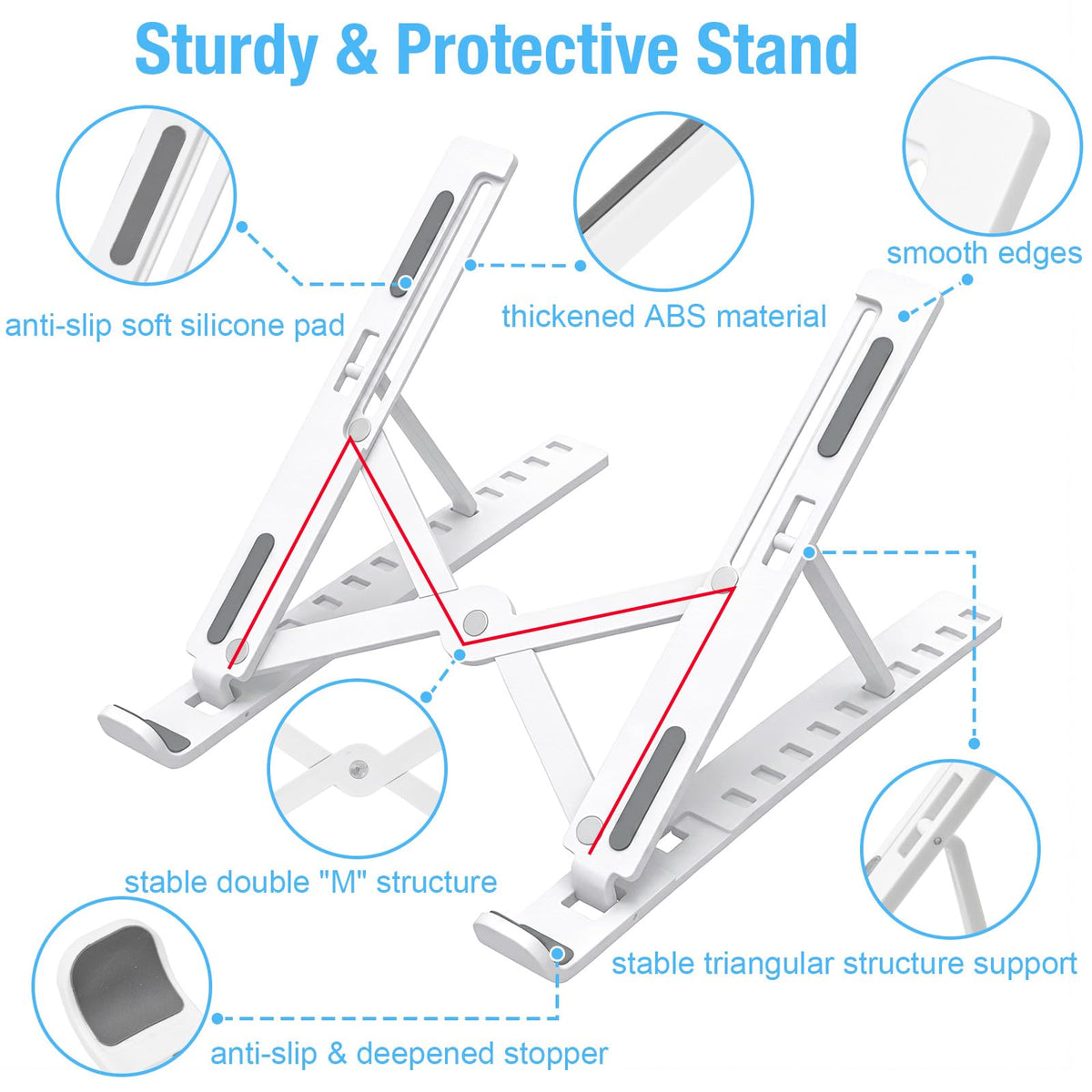 Marte Vanci Laptop Stand for Desk, Portable Computer Riser with 10 Adjustable Levels