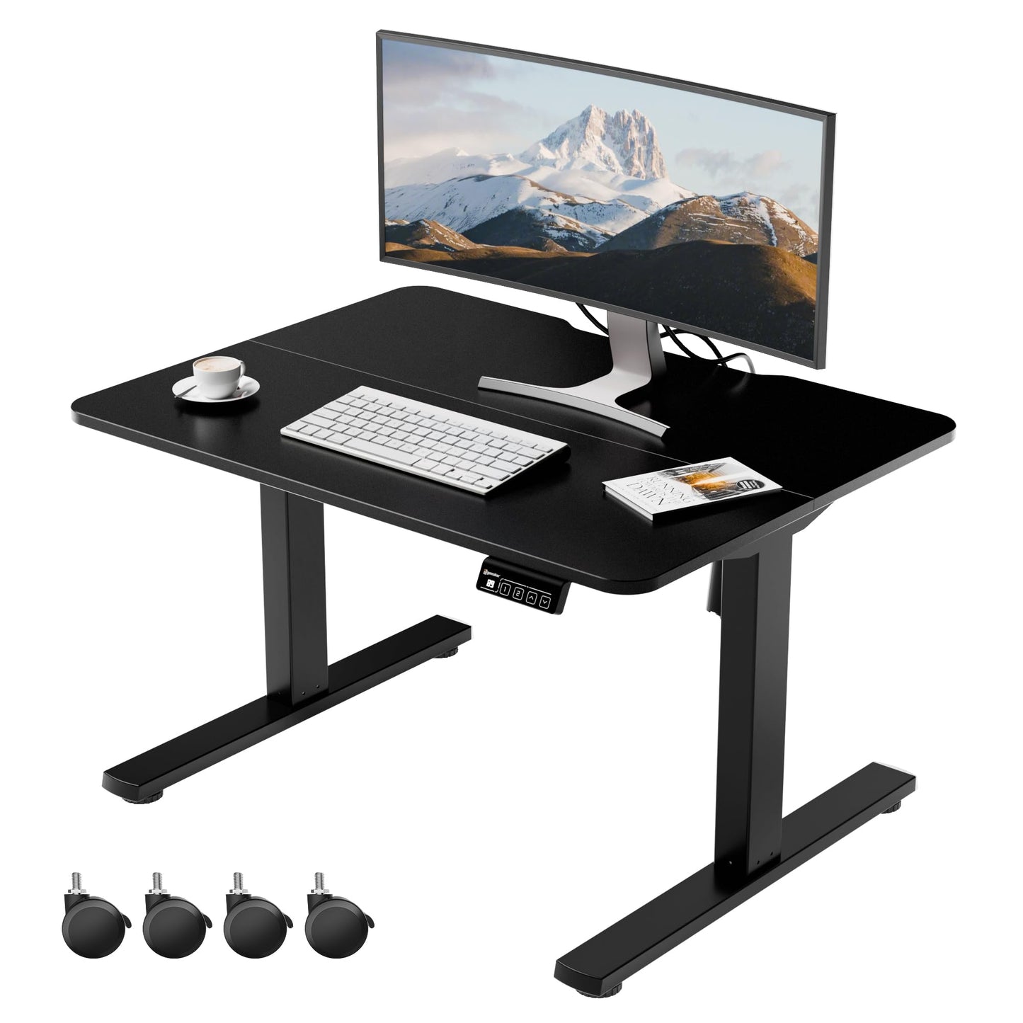 ERGOMAKER Low Height Electric Standing Desk, Lifts 48-75cm, 80x60cm, Black