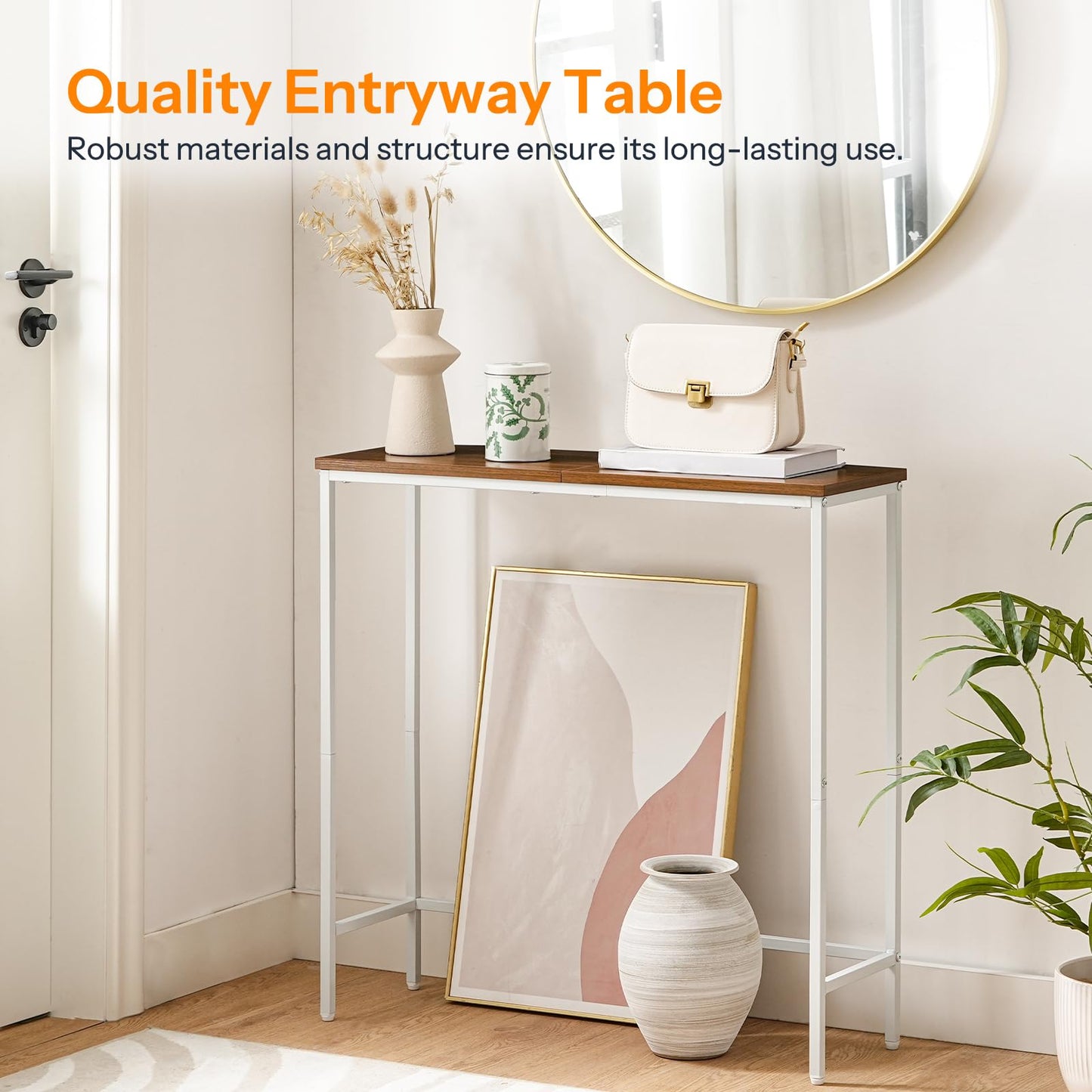 HOOBRO Console Table, Slim Console Table for Hallway, Metal Frame, Compact Display Table, Sofa Table for Small Spaces, Entryway, Living Room, Sturdy