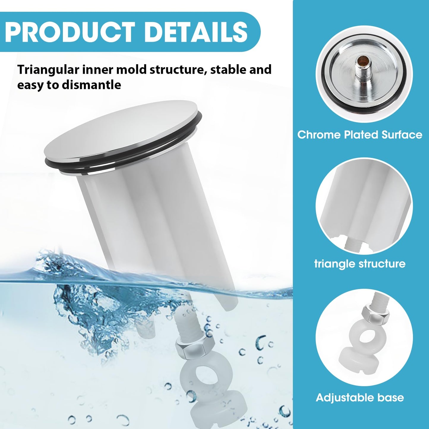 Pop Up Sink Plug, 40mm Basin Plug Replacement Plastic Brass Drain Plugs