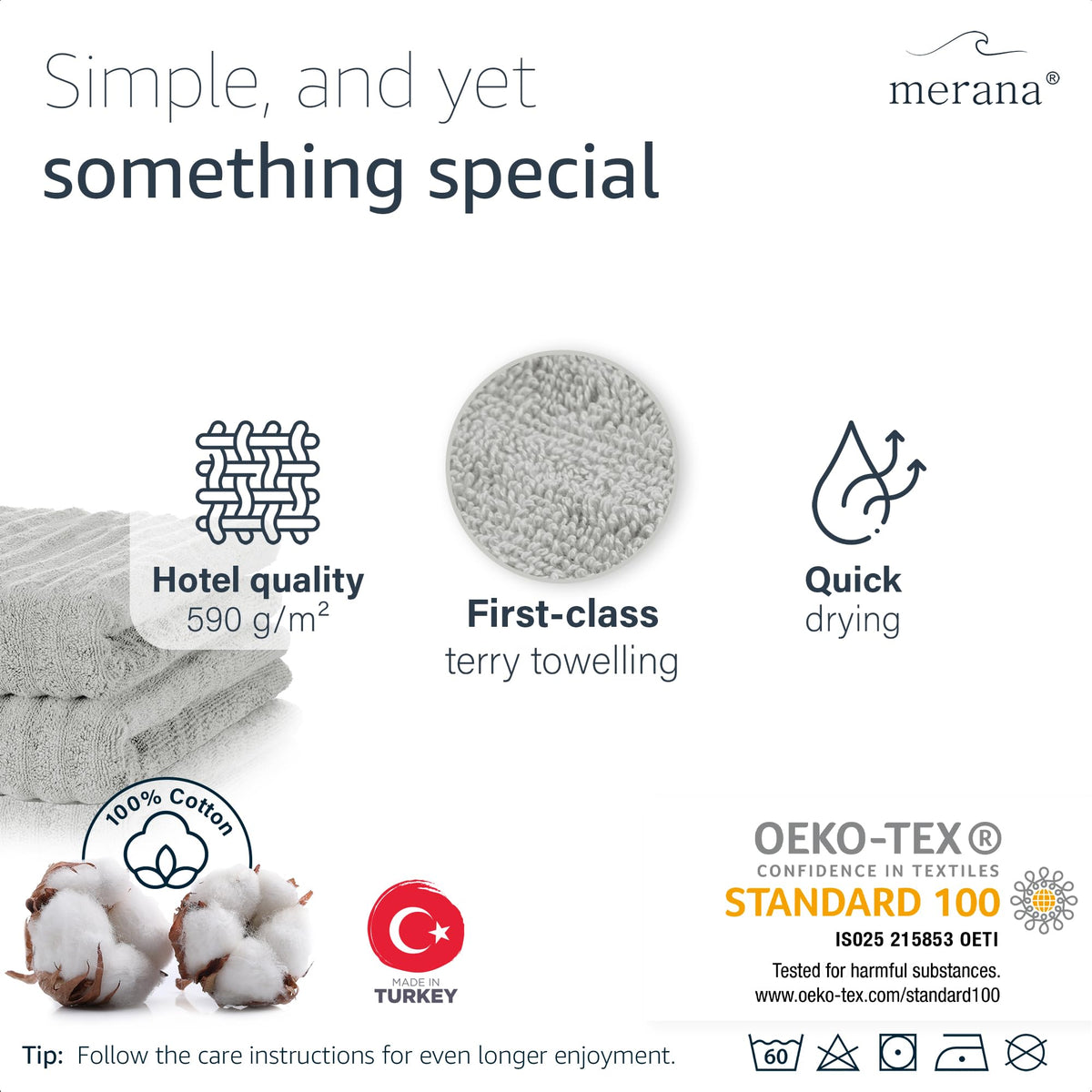 Merana OSLO towel set | quick-drying, soft & lint-free | terry luxury quality | 100% cotton terrycloth | OEKO-TEX | 590 GSM | guest & face towel